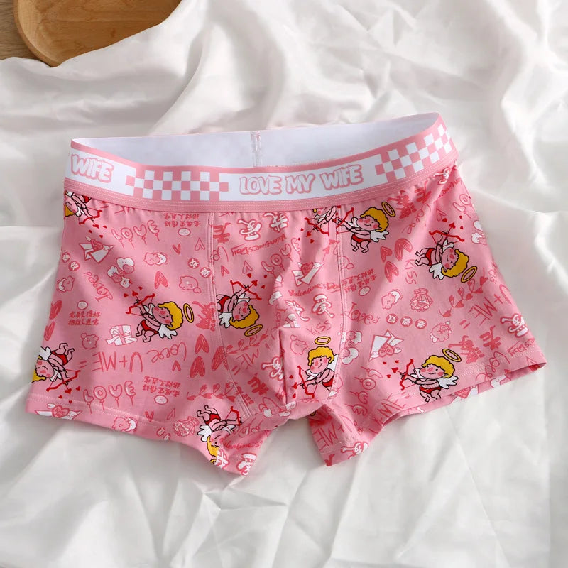 EXILIENS  Print Breathable Mens Boxers pink Size M-3XL