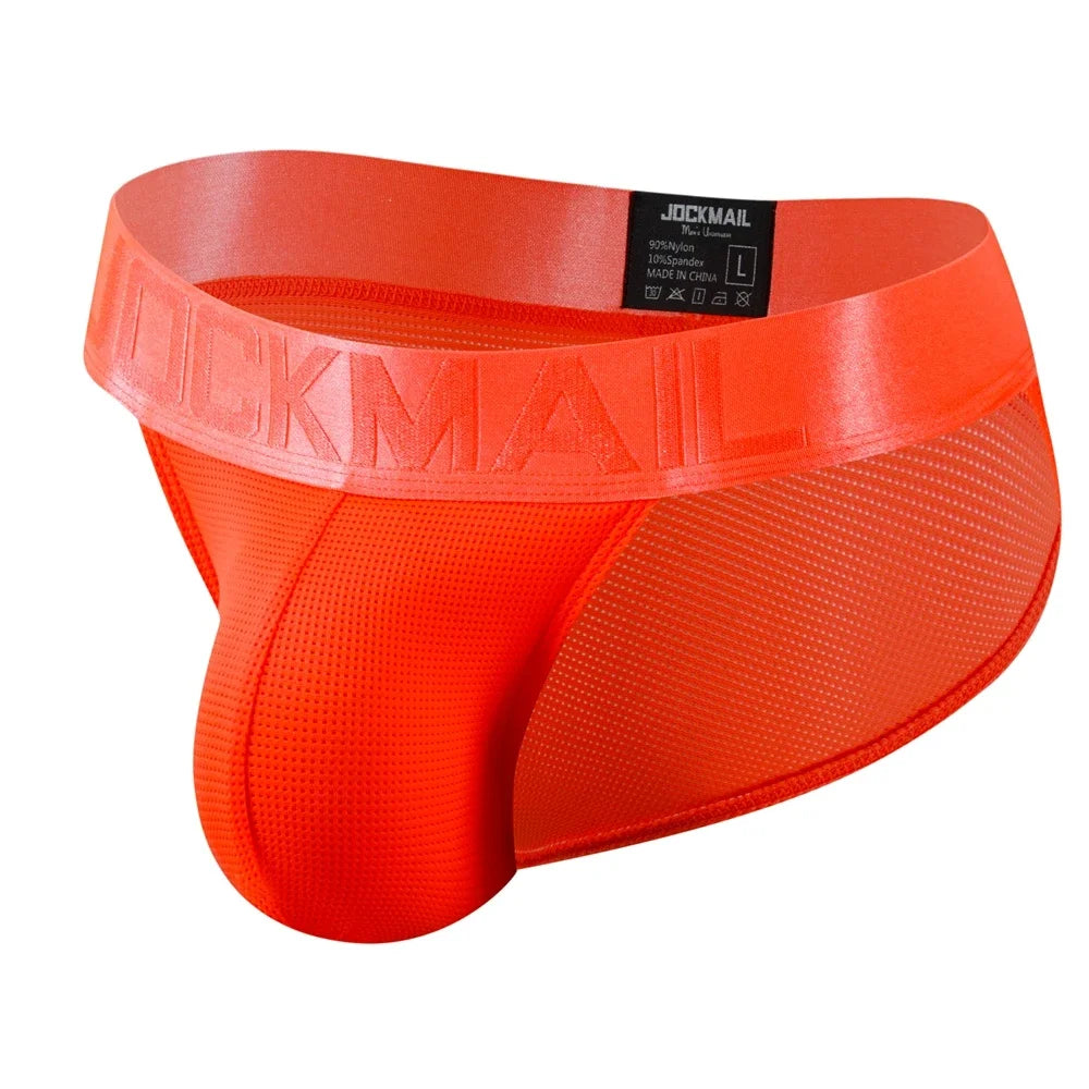 JOCKMAIL Underwear Briefs Underpants Nylon Mesh Quick Dry Men's Briefs Bikini Slip Men's Tanga Briefs Nylon  SPANDEX