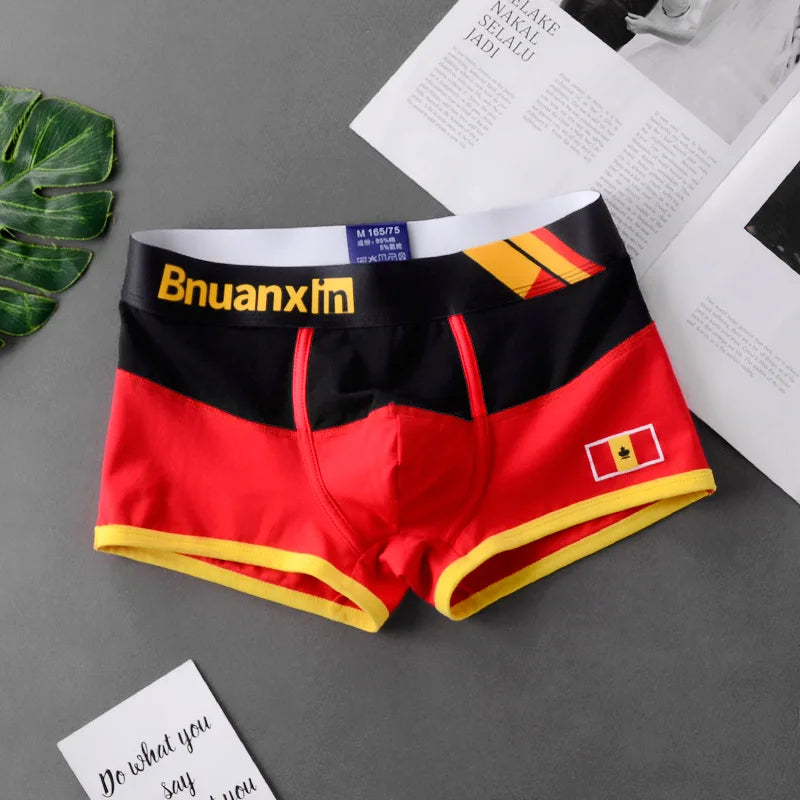 Breathable Cotton Men's Boxer Briefs Colors of national flag male boxer shorts mens underwear comfortable Boyshorts