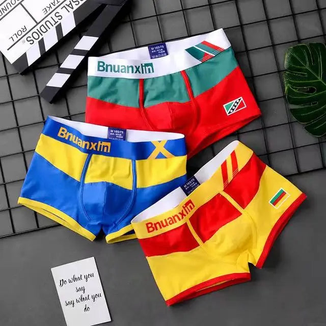 Breathable Cotton Men's Boxer Briefs Colors of national flag male boxer shorts mens underwear comfortable Boyshorts