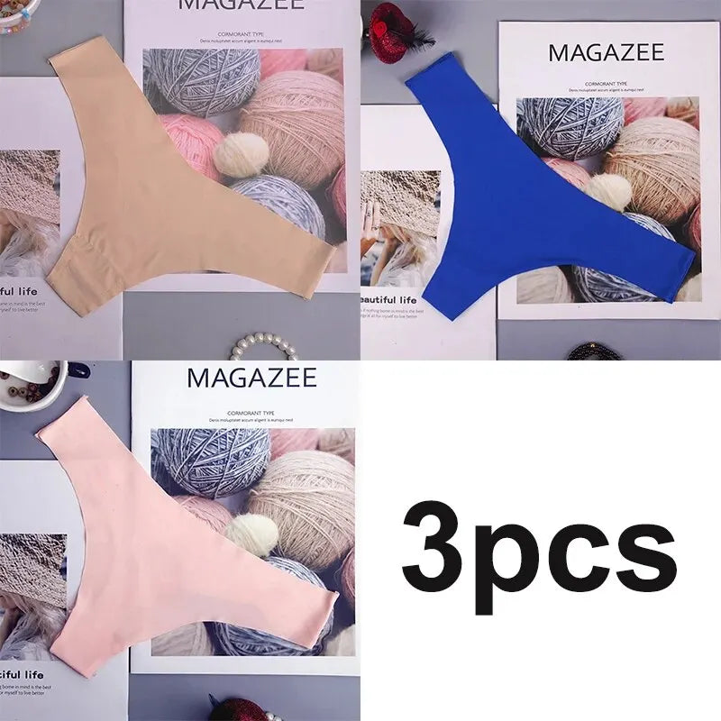 3pcs Seamless Ice Silk Panties
