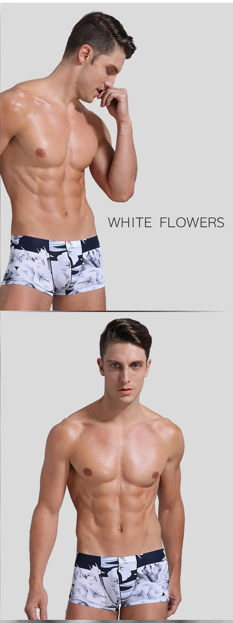 New Men Ice Silk Underwear Low waist Boxers shorts Pants Separate Open Warehouse Thin Printing Boxers