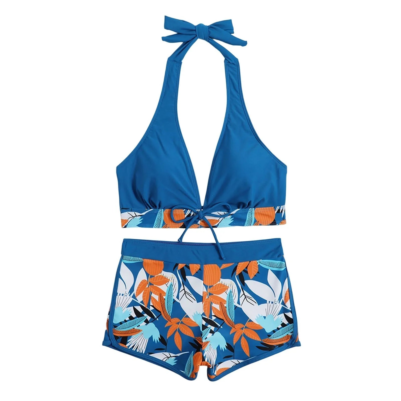 PLANT Bikini shorts Set  High Waist Swimsuit 2 Pieces Plant Print  Bathing Swim Suit Beachwear