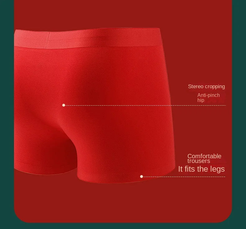 2/3/4/5/6Pcs Brand New Year Red Print Pure Cotton Men Underwear Men's  Boxer Briefs Mens Boxer Shorts Underpants Boxers