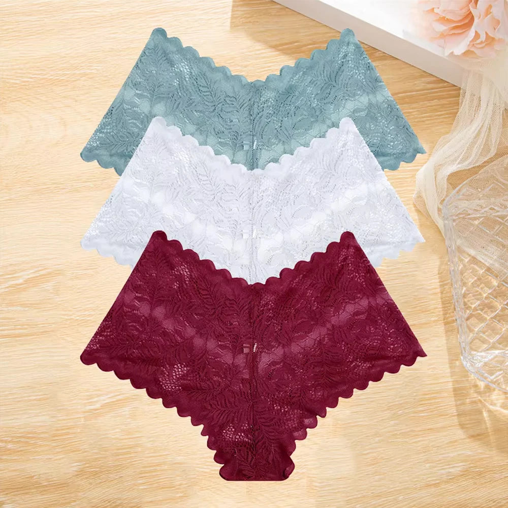 3pcs Lace Boyshort Underwear Set