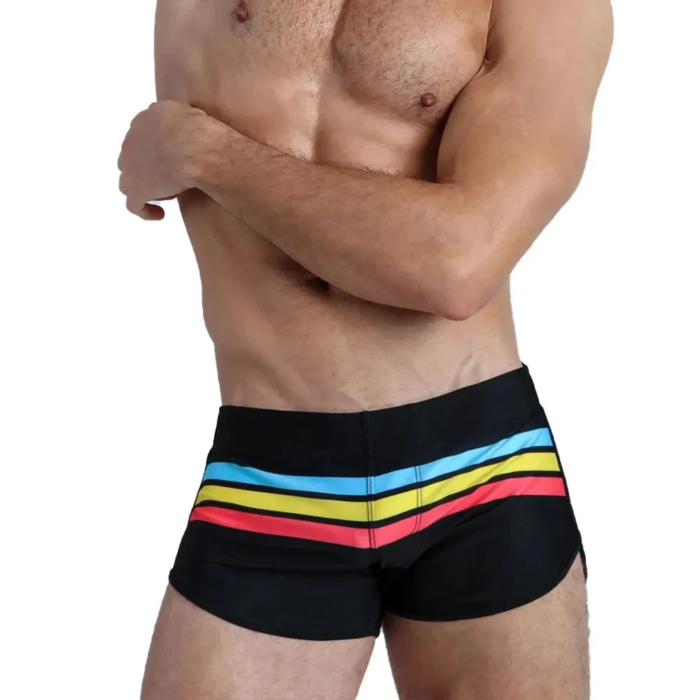 STRIPE Swim Trunks Strip Swimwear Surf Beach Shorts Quick Dry Brief Boxer Bathing Suits Beachwear Boardshort Underwear
