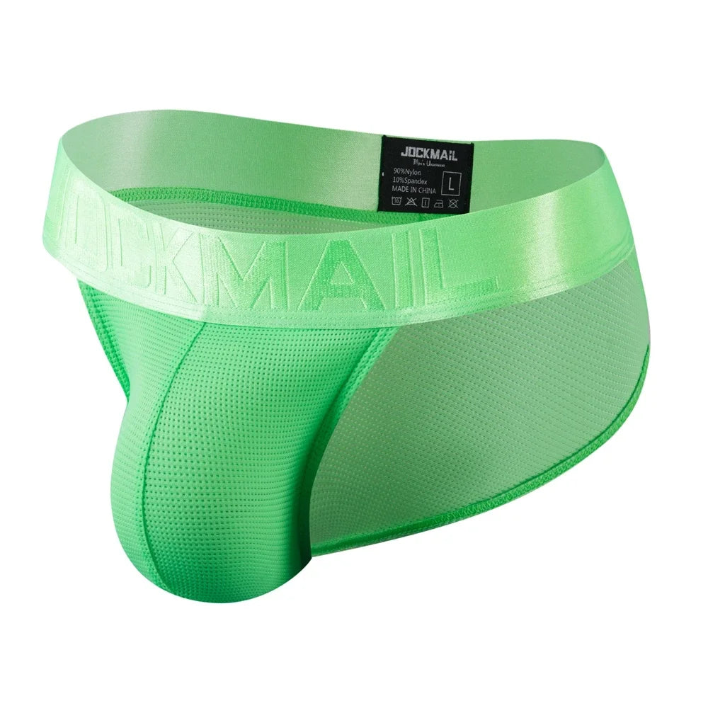 JOCKMAIL Underwear Briefs Underpants Nylon Mesh Quick Dry Men's Briefs Bikini Slip Men's Tanga Briefs Nylon  SPANDEX