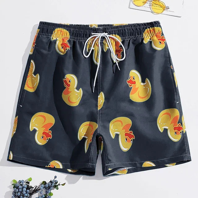Men's Board Shorts Swim Shorts Swim Trunks Summer Beach Shorts Print Graphic Flamingo Yellow Duck Comfort Breathable Short