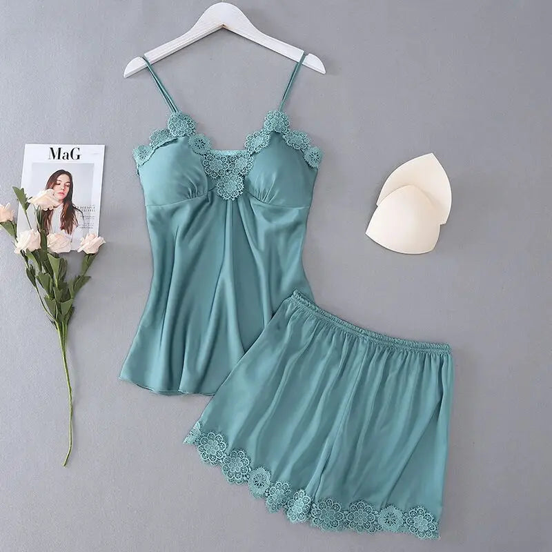 Light Green Women's Sexy Shorts Pajama Set Pajama Summer Casual Pajama Home Wear