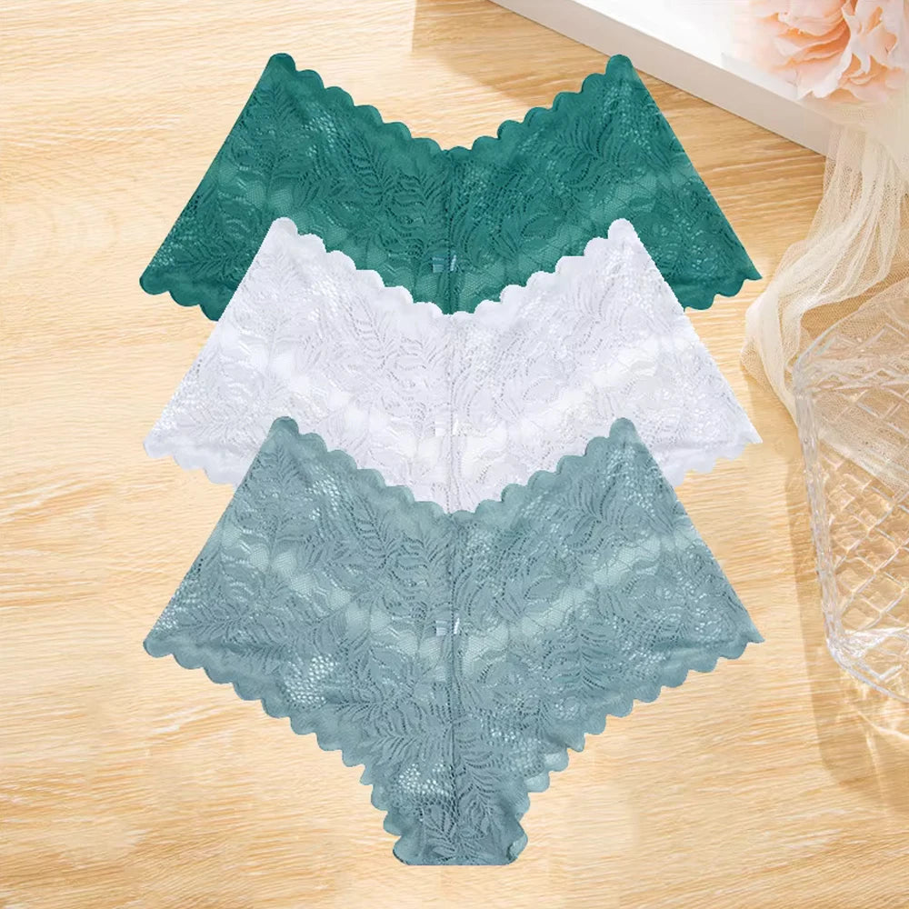 3pcs Lace Boyshort Underwear Set