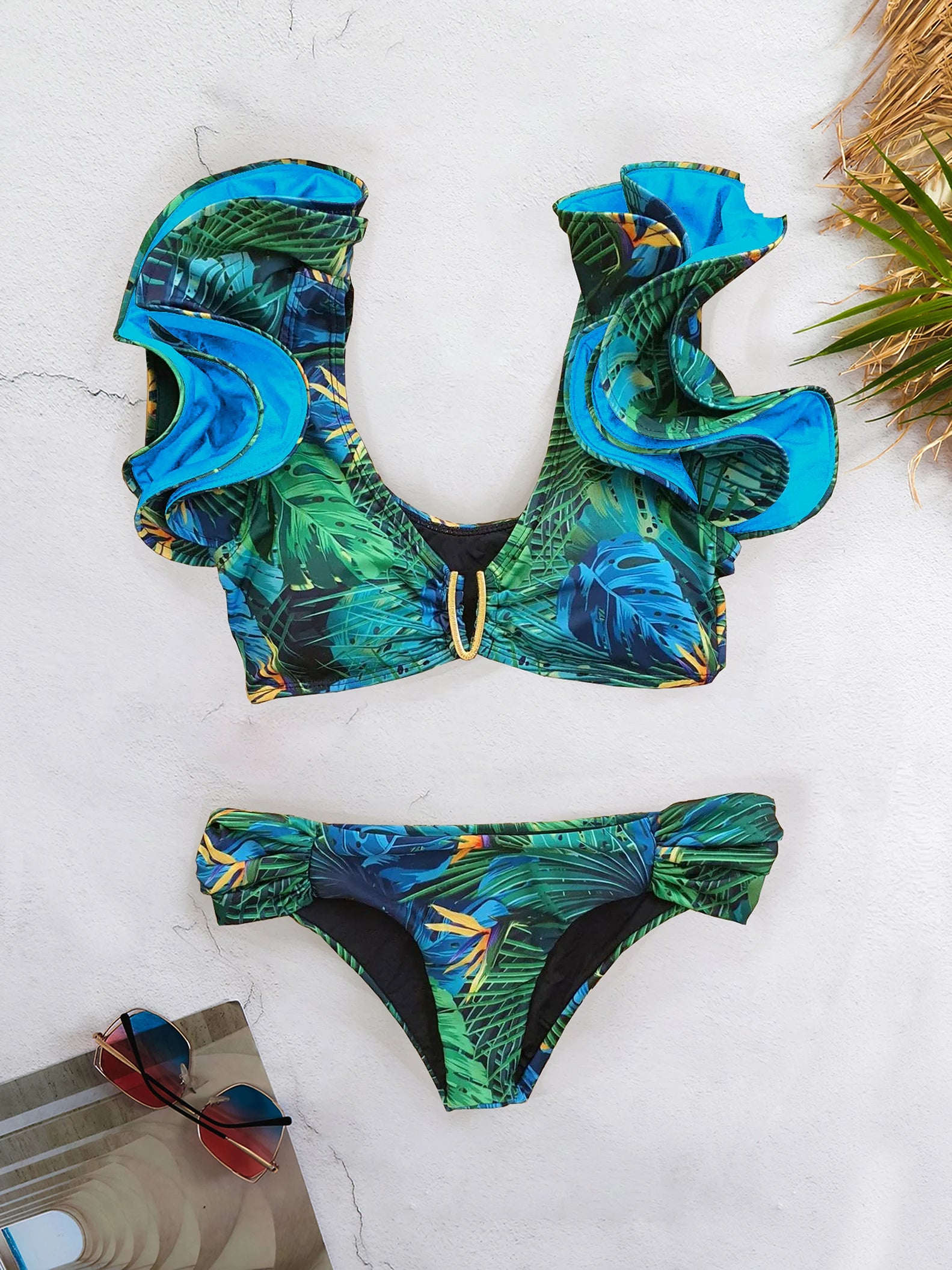 New Floral Low Waist Bikini Set Women Swimsuit 2024 Trend Bandeau Biquini Swiwmear Mujer Brazilian Bathing Suits Beachwear