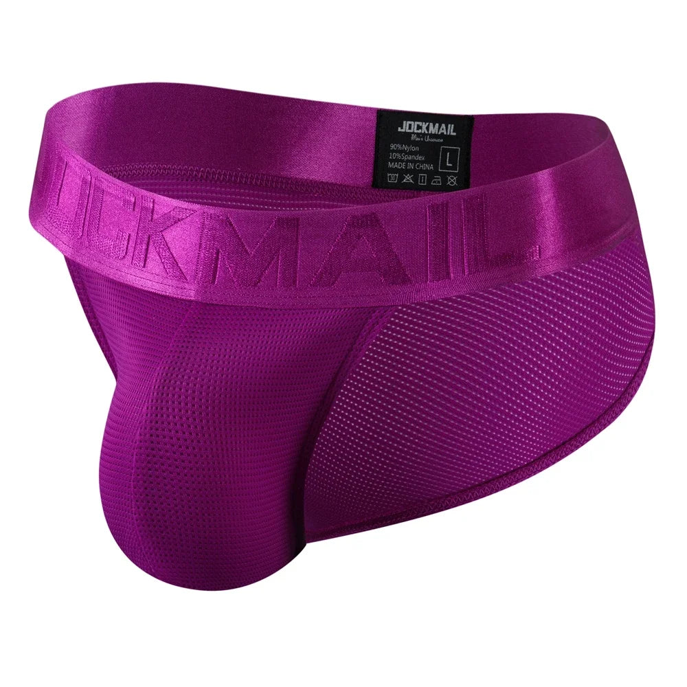 JOCKMAIL Underwear Briefs Underpants Nylon Mesh Quick Dry Men's Briefs Bikini Slip Men's Tanga Briefs Nylon  SPANDEX