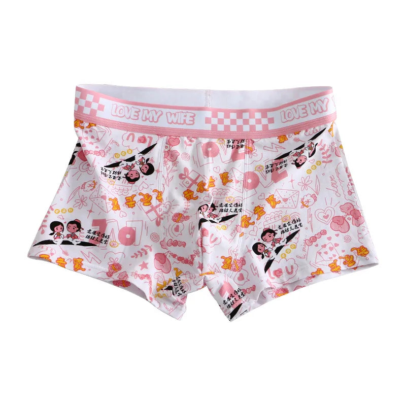 EXILIENS  Print Breathable Mens Boxers pink Size M-3XL