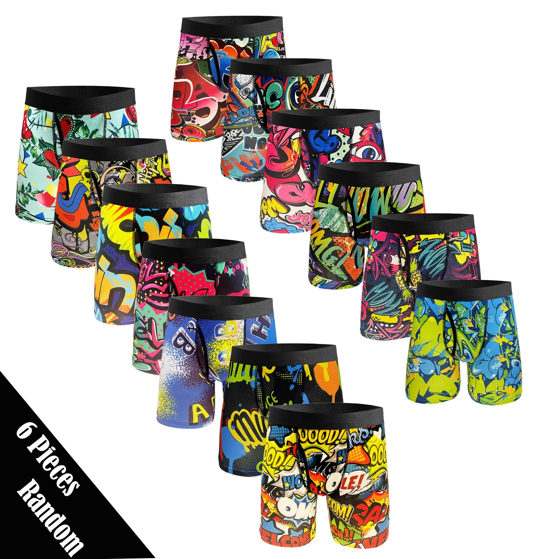 6PCS Random Mixed color Men's Underwear, Men's  Home Sport Swimming Underwear Fashiion Breathable Quick Drying Sports Trunks
