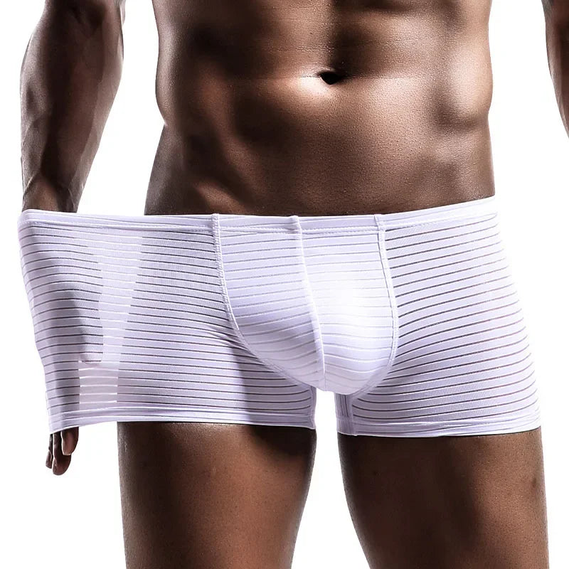 Men Total Support Pouch Boxer Briefs Mesh Comfortable Cooling Moisture Wicking Underwear Breathable Elastic Waistband Underpant