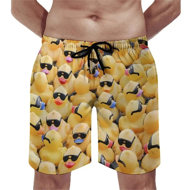 Summer New 3D Printed Cute Animal Yellow Duck Beach Shorts For Men Kid Funny Streetwear Swimming Trunks Fashion Cool Short Pants