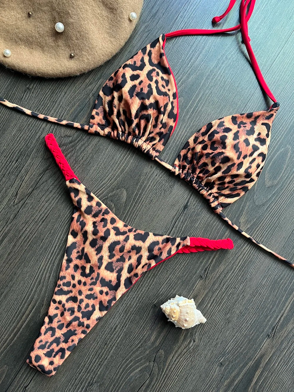 Leopard Print Brazilian Bikini Set