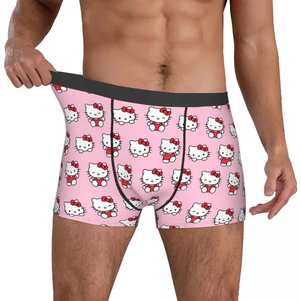 Hello Kitty Pattern Cartoon Boxers Printed Underwear Quilt Underpants Men Sanrio Comfortable Boxers Briefs