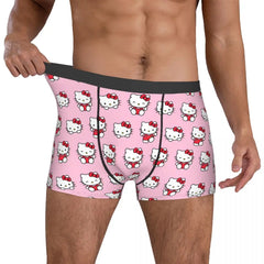 Hello Kitty Pattern Cartoon Boxers Printed Underwear Quilt Underpants Men Sanrio Comfortable Boxers Briefs