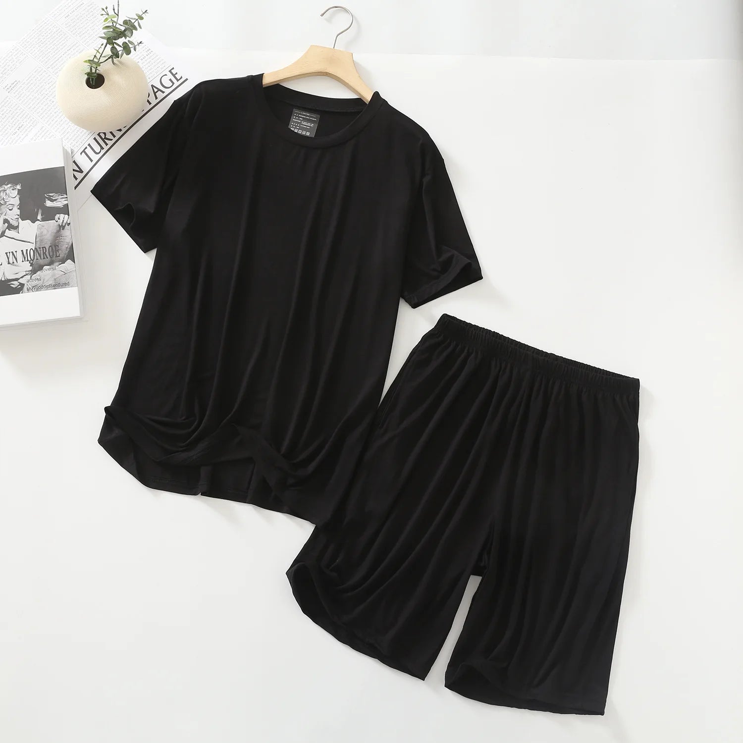 Summer Pajamas Male Modal Short Sleeved Shorts Suit Casual Large Size Two-Piece Set Men's Home Clothes Loungewear Pajama Hombre