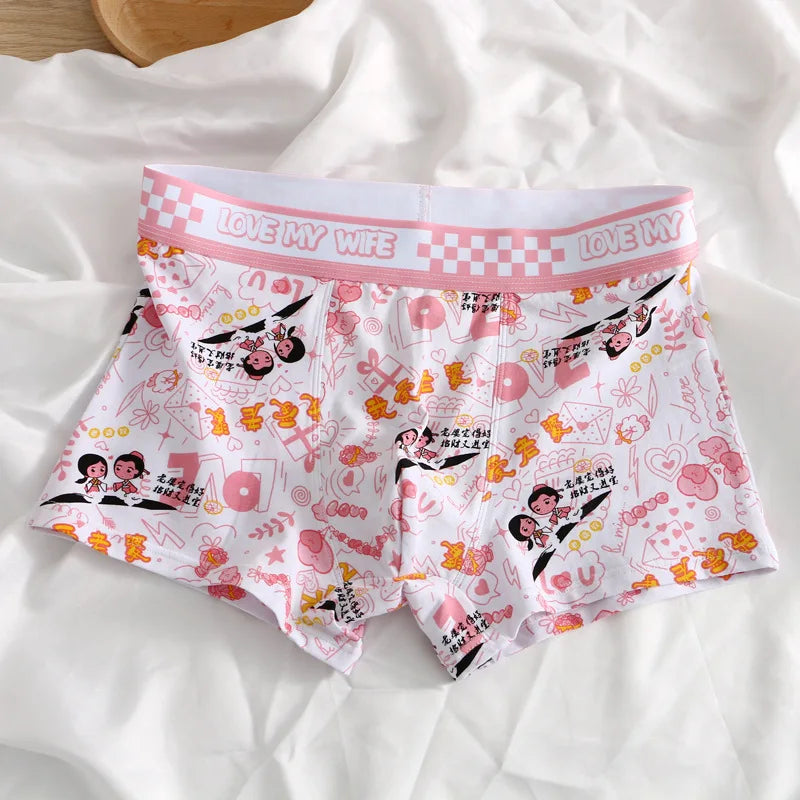 EXILIENS  Print Breathable Mens Boxers pink Size M-3XL
