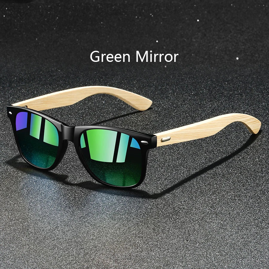 Fashion  Vintage Bamboo Wood Square Sunglasses Men Women Luxury Brand Designer Sun Glasses Wooden Driving Fishing UV400 Eyewear