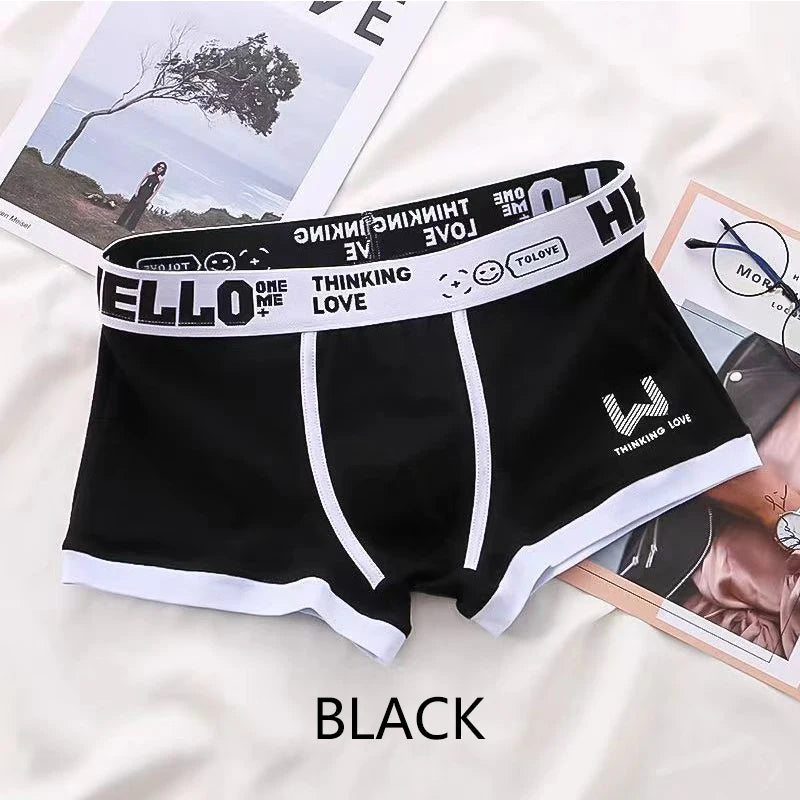 Men's Cotton Boxer Shorts with Letter Belt