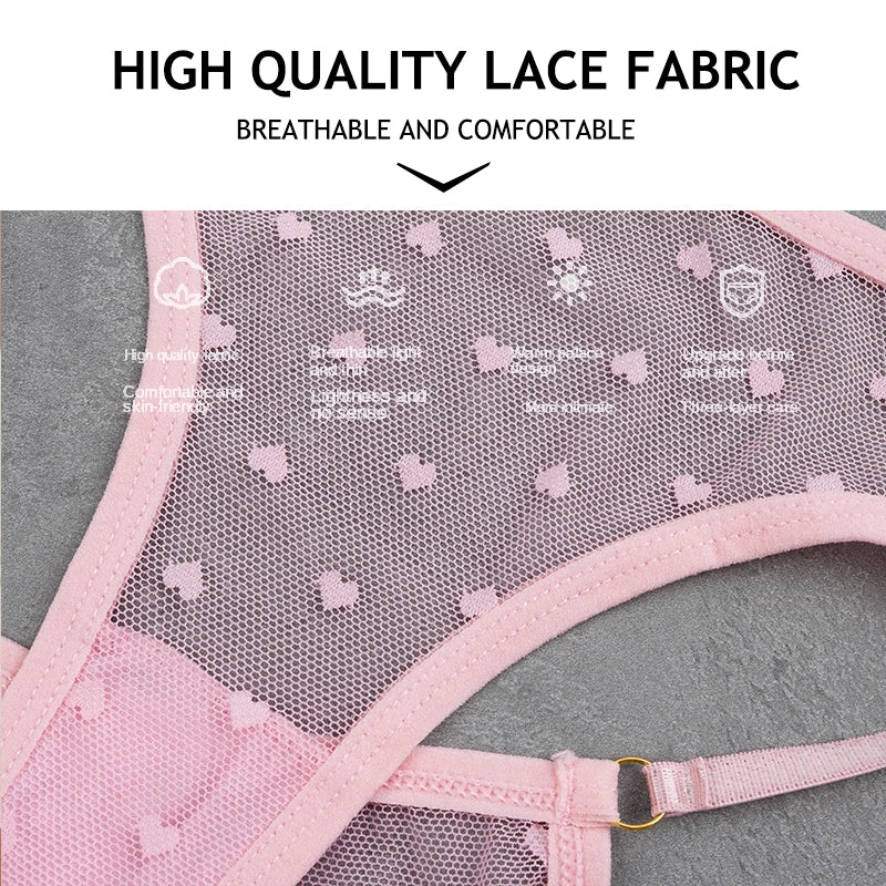 Women Bras Set Dot Push Up Bras Female Transparent Breathable Brazilian Panties Low Waist Bikini Ladies Soft Underwear Set