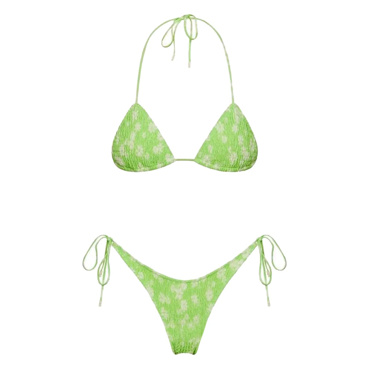 2025 Sexy Micro Bikini Side Tie Thong Two-Piece Swimwear Halter Swimming Suit For Women Floral Print Ladies Bathing Suit