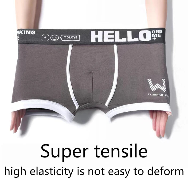 Men's Cotton Boxer Shorts with Letter Belt