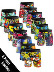 6PCS Random Mixed color Men's Underwear, Men's  Home Sport Swimming Underwear Fashiion Breathable Quick Drying Sports Trunks
