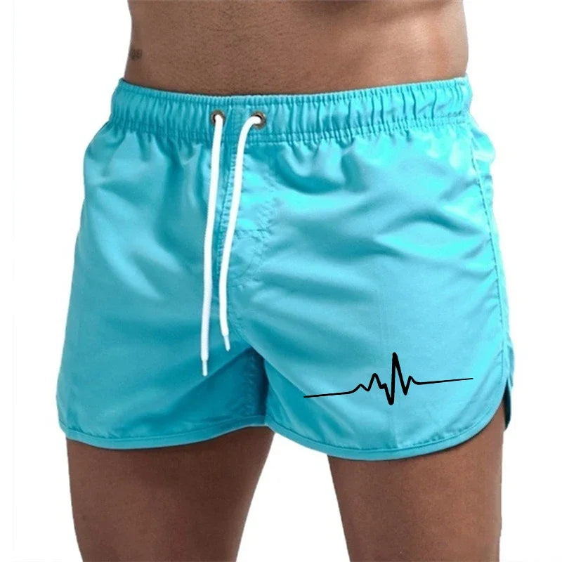Hot Sales Men's Shorts Beach Trunks Summer Swim Pants Quick Drying Homme Surf Ventilate Drawstring Fashion Casual Daily Swimming