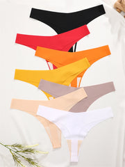 6pcs Ice Silk V-Waist Sport Thongs