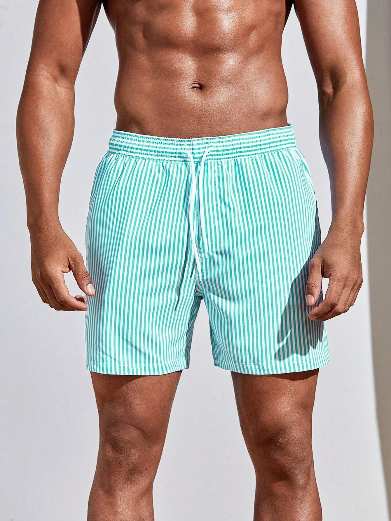 New 3d Line Splicing Men's Sports Shorts For Summer Casual Soft Personalized Breathable Holiday Polyester Beach Surfing Shorts