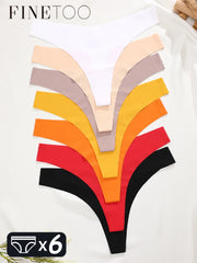 6pcs Ice Silk V-Waist Sport Thongs