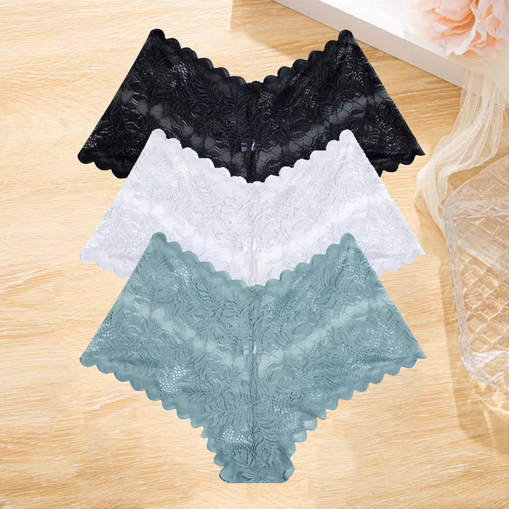 3pcs Lace Boyshort Underwear Set