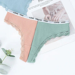 3PC Lace Tanga Low-Waist Thongs