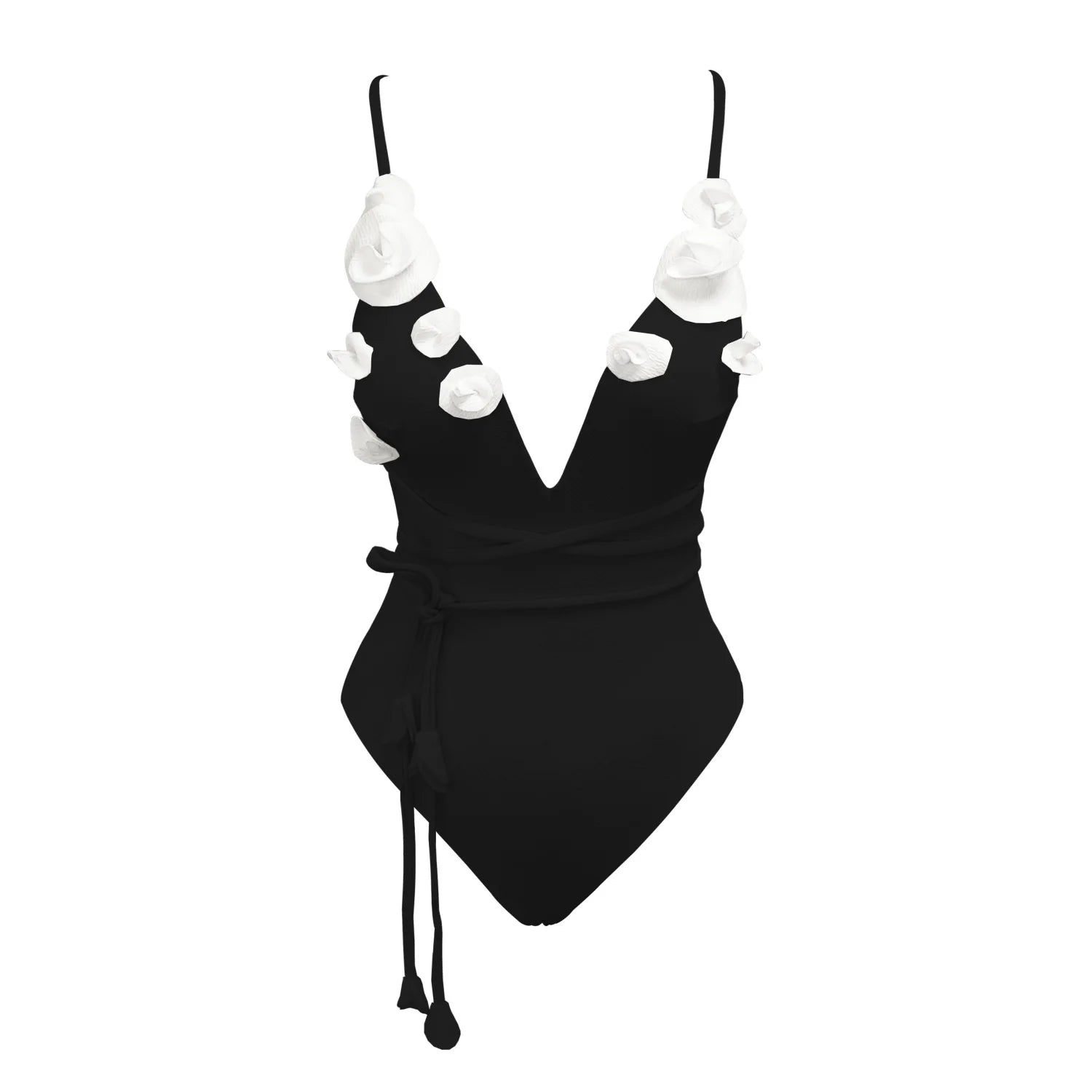 2025 Flower Deep V Neck Swimwear With Cover Up Sexy Woman Swimsuit Off Shoulder Bathingsuit Belt Bikini Summer Suits Beachwear