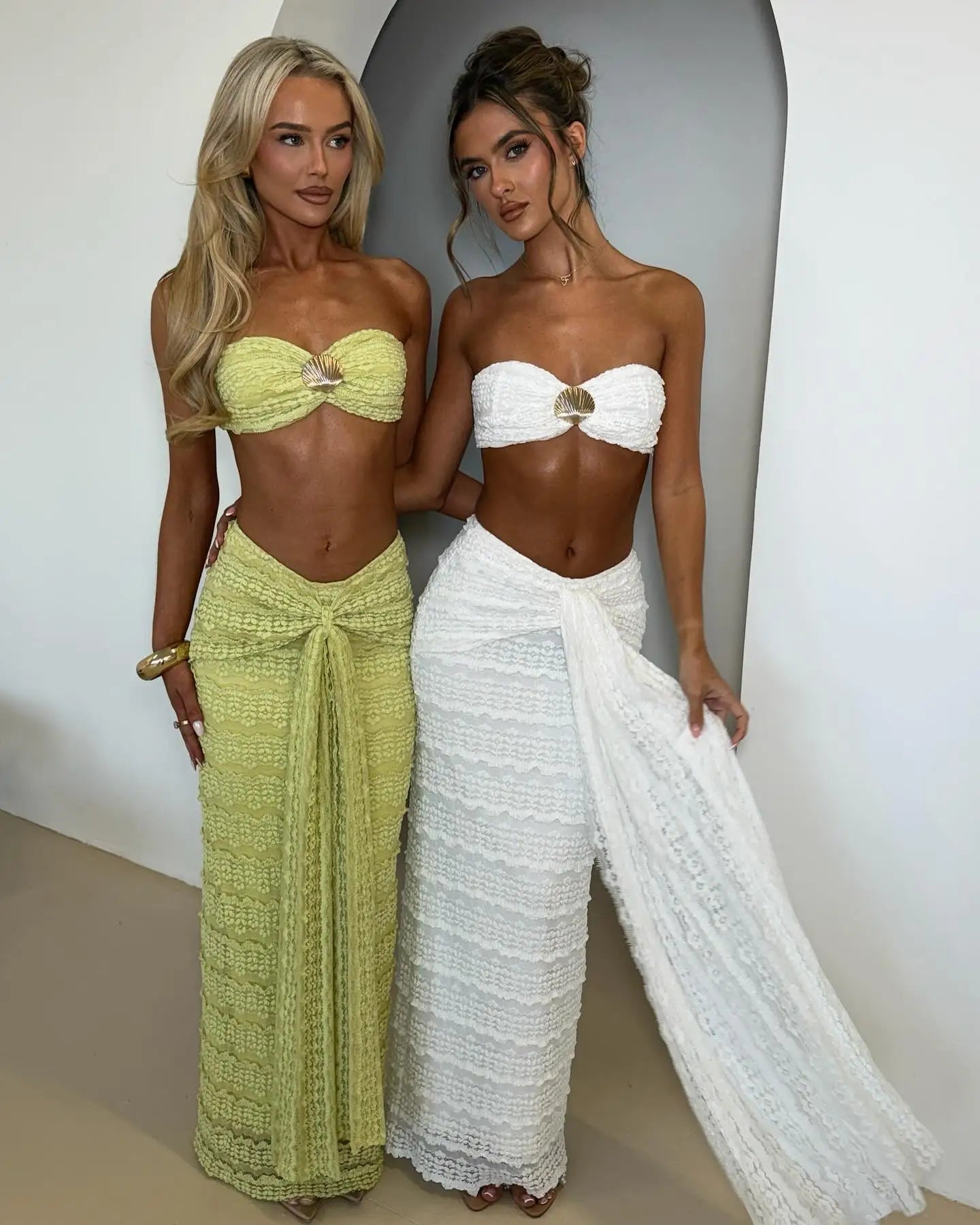 2025 Fashion Lace Off Shoulder Bikini And Skirt Women Swimsuit  Sexy Biquini Lady 3Pcs Set Swimwear Female Beachwear Outfits