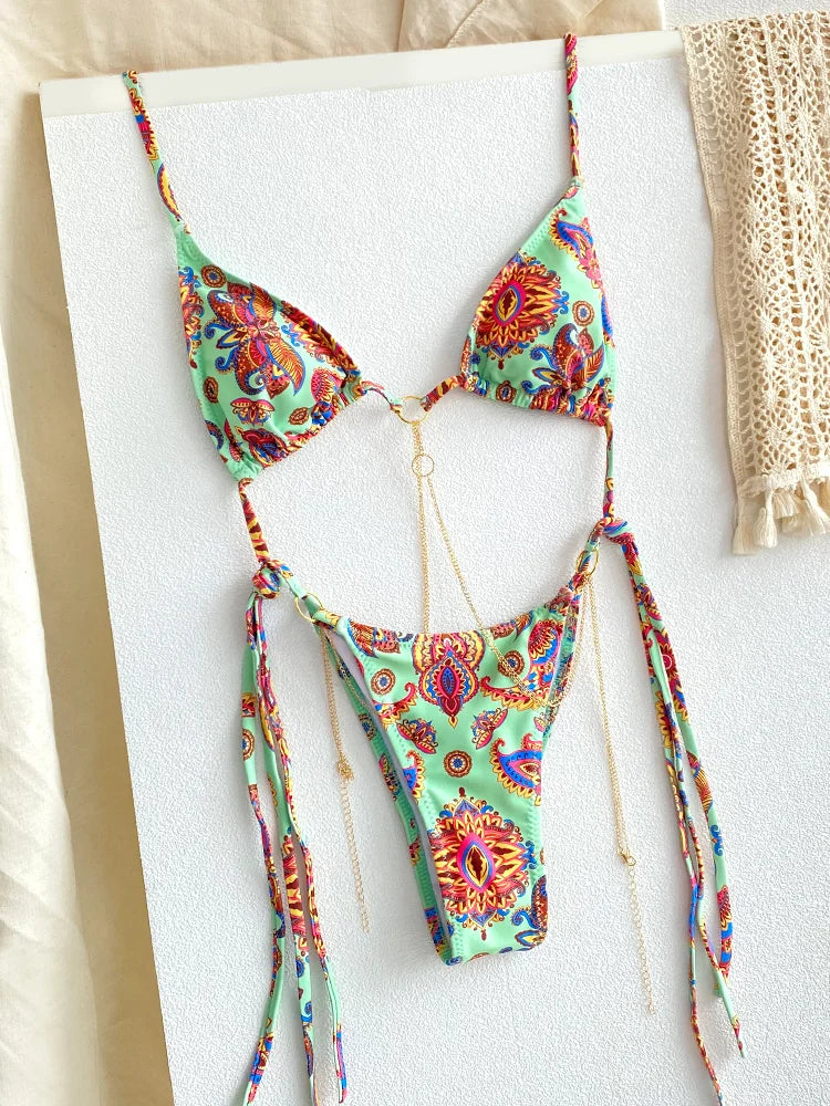 Sexy Triangle Chains Bikini Set