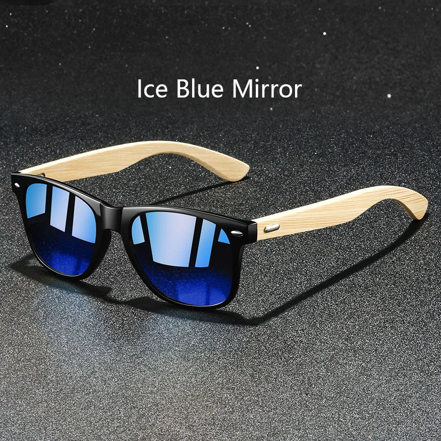 Fashion  Vintage Bamboo Wood Square Sunglasses Men Women Luxury Brand Designer Sun Glasses Wooden Driving Fishing UV400 Eyewear