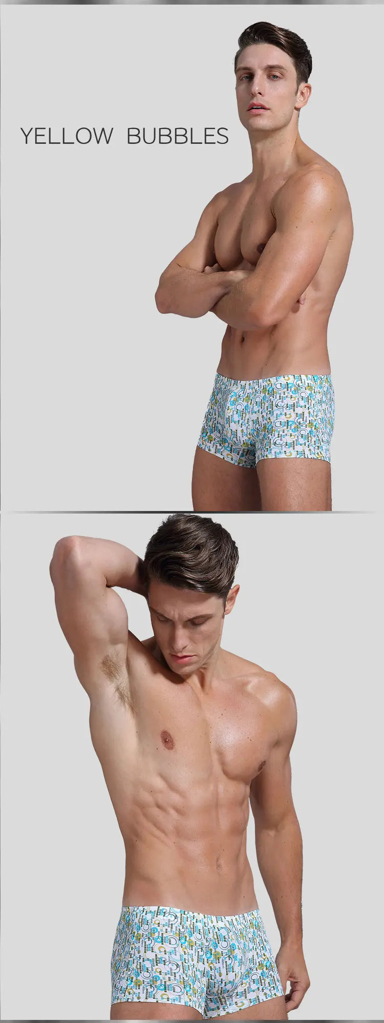 New Men Ice Silk Underwear Low waist Boxers shorts Pants Separate Open Warehouse Thin Printing Boxers