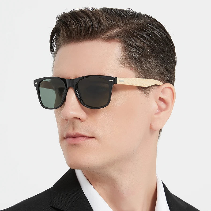 Fashion  Vintage Bamboo Wood Square Sunglasses Men Women Luxury Brand Designer Sun Glasses Wooden Driving Fishing UV400 Eyewear