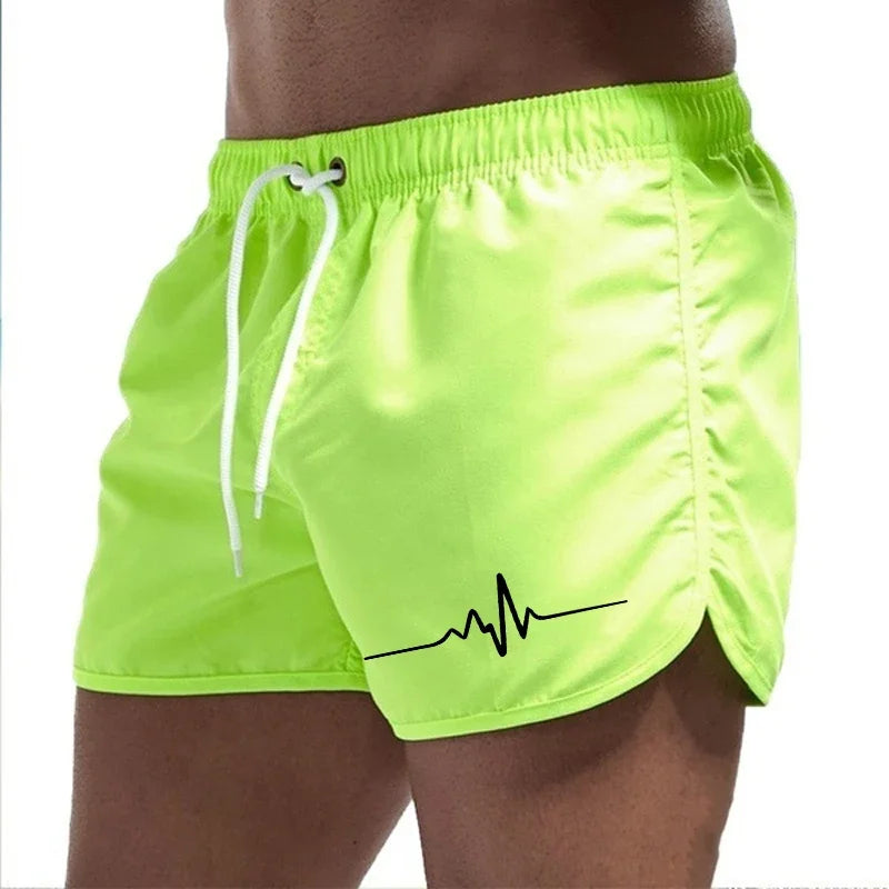 Hot Sales Men's Shorts Beach Trunks Summer Swim Pants Quick Drying Homme Surf Ventilate Drawstring Fashion Casual Daily Swimming