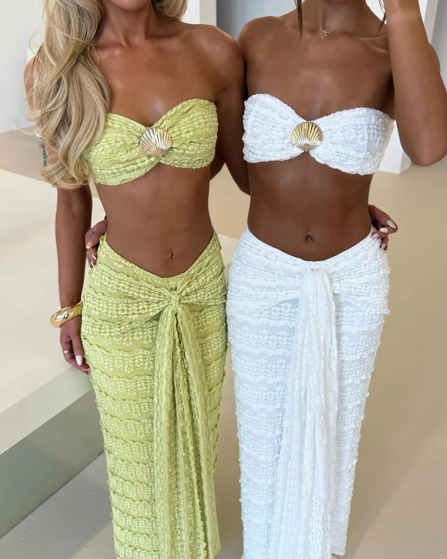 2025 Fashion Lace Off Shoulder Bikini And Skirt Women Swimsuit  Sexy Biquini Lady 3Pcs Set Swimwear Female Beachwear Outfits