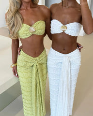 2025 Fashion Lace Off Shoulder Bikini And Skirt Women Swimsuit  Sexy Biquini Lady 3Pcs Set Swimwear Female Beachwear Outfits