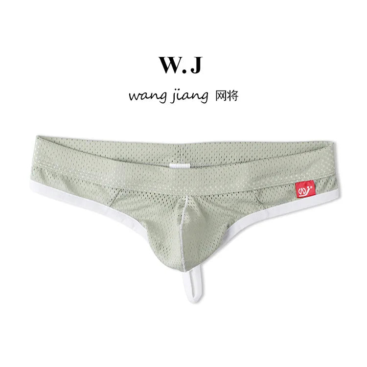 WJ Man Thong Low Waist Nylon Mesh Breathable Men's Thong T Briefs