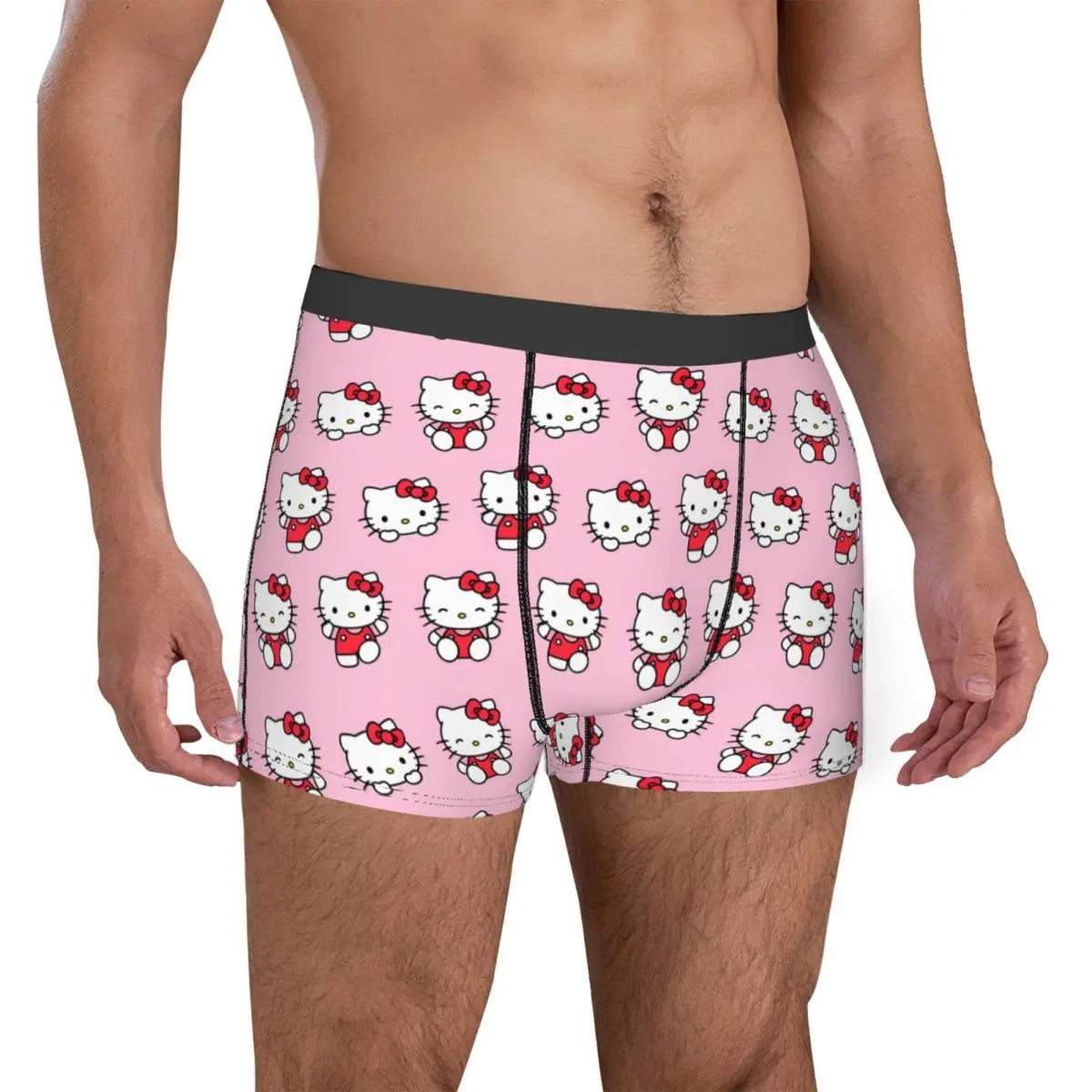 Hello Kitty Pattern Cartoon Boxers Printed Underwear Quilt Underpants Men Sanrio Comfortable Boxers Briefs