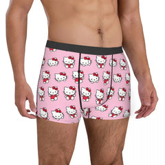 Hello Kitty Pattern Cartoon Boxers Printed Underwear Quilt Underpants Men Sanrio Comfortable Boxers Briefs