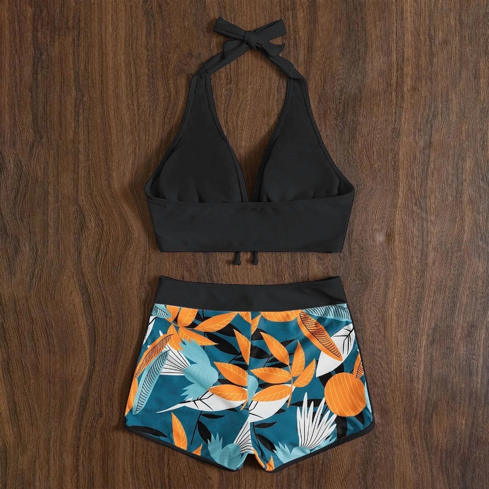 PLANT Bikini shorts Set  High Waist Swimsuit 2 Pieces Plant Print  Bathing Swim Suit Beachwear